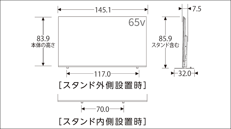 正面図_側面図_レグザ